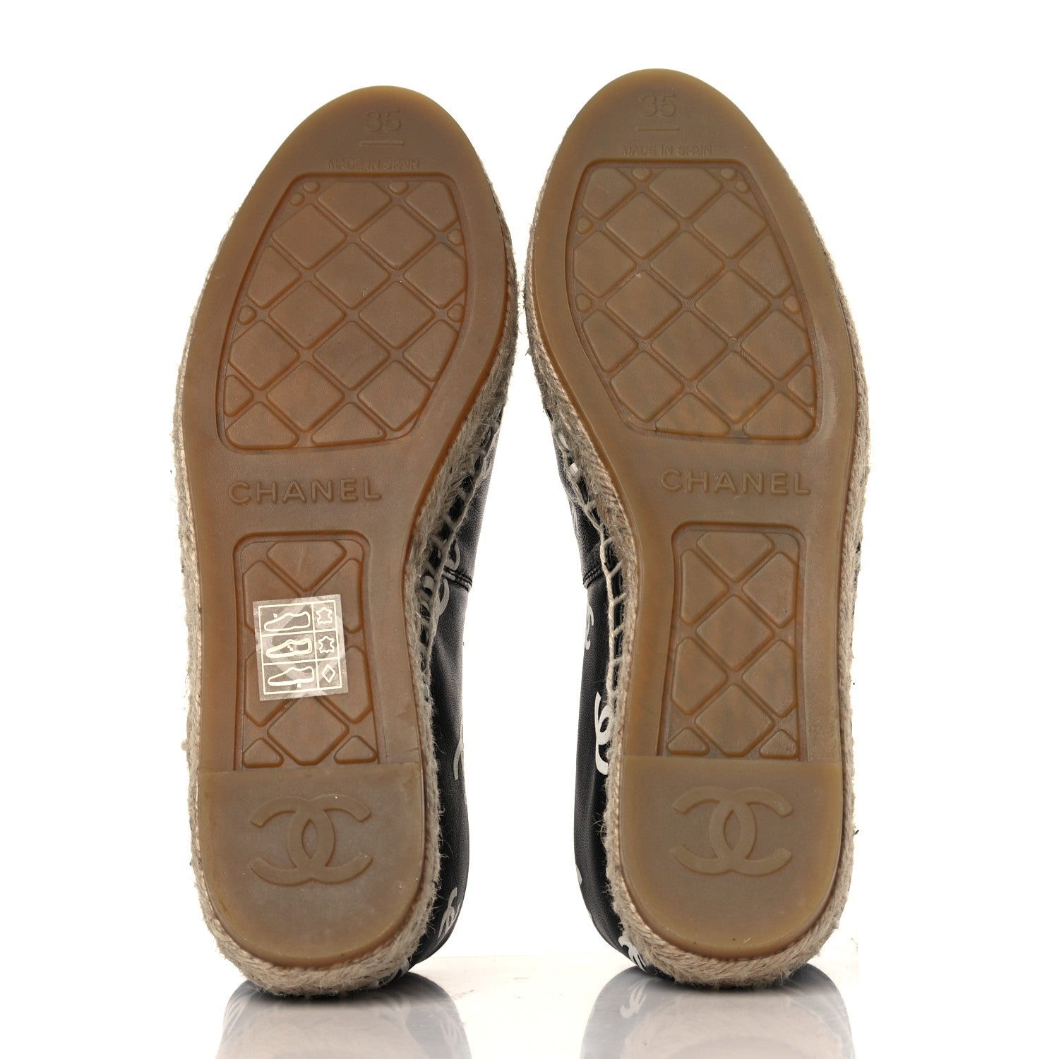 Chanel Lambskin Printed CC Espadrilles 35 Black White 5 of 8