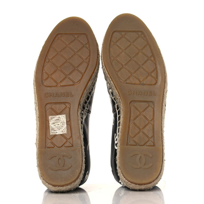 Chanel Lambskin Printed CC Espadrilles 35 Black White 5 of 8