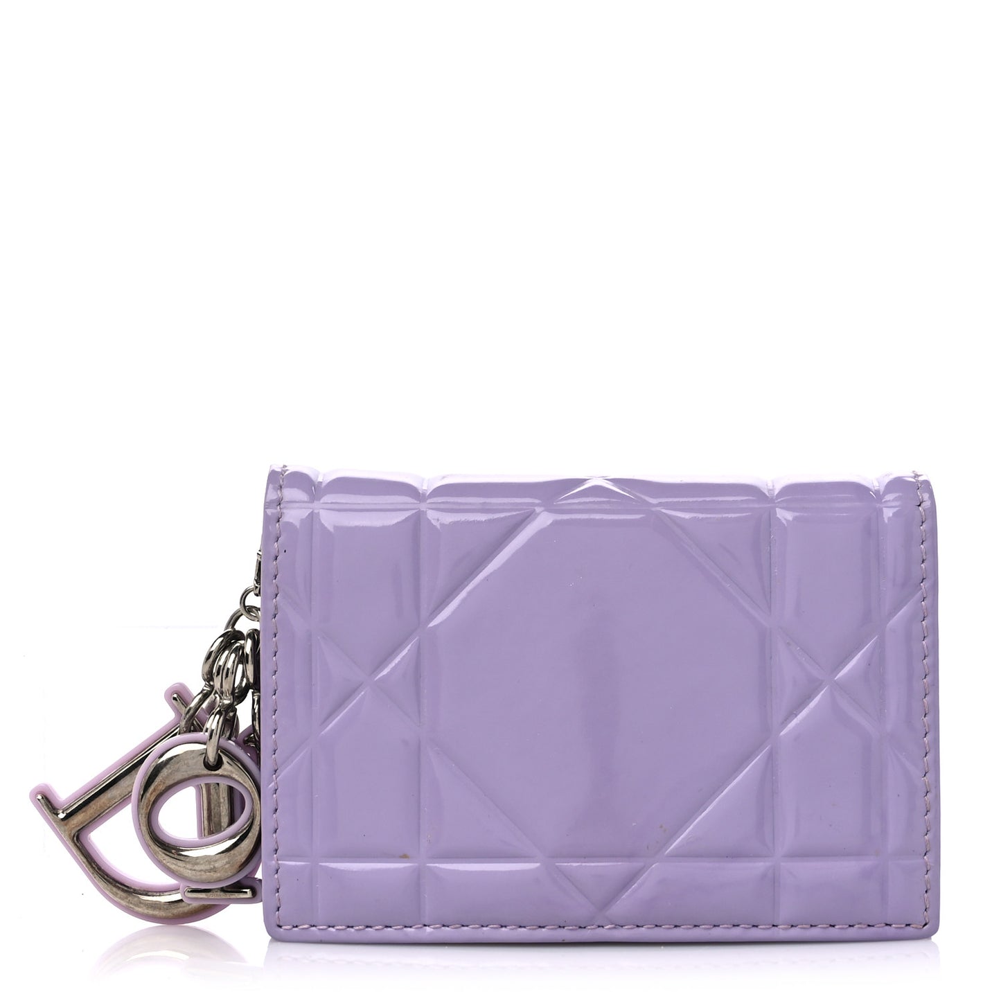 Patent Cannage Lady Dior Card Holder Lilac