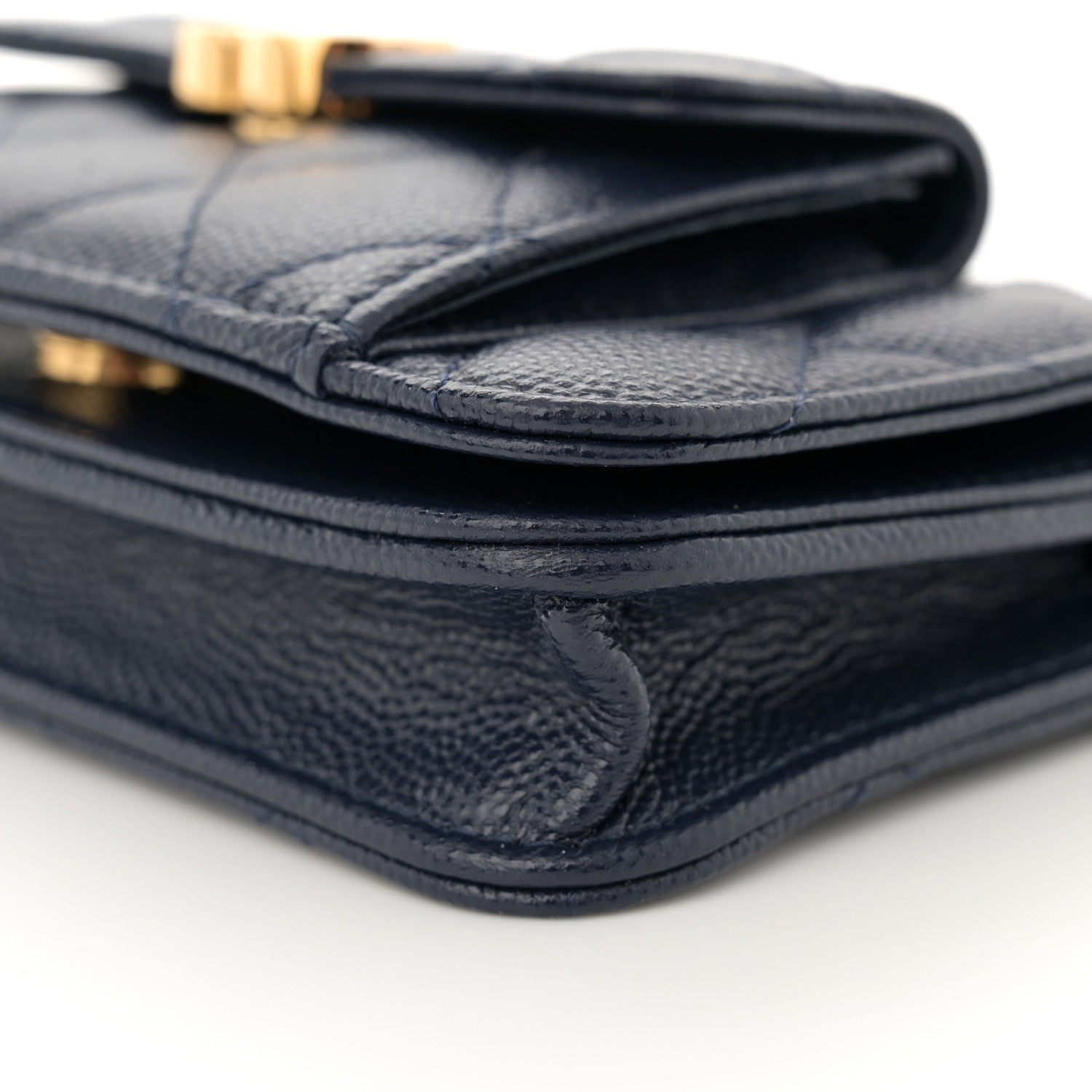 Chanel Caviar Quilted Pocket Twins Clutch With Chain Navy Blue 10 of 11