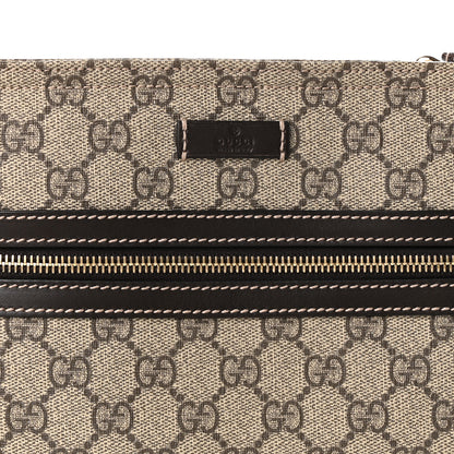 Gucci GG Supreme Monogram Selleria Calfskin Small Flat Side Zip Messenger Bag Beige Ebony Cocoa Dark Chocolate 8 of 10