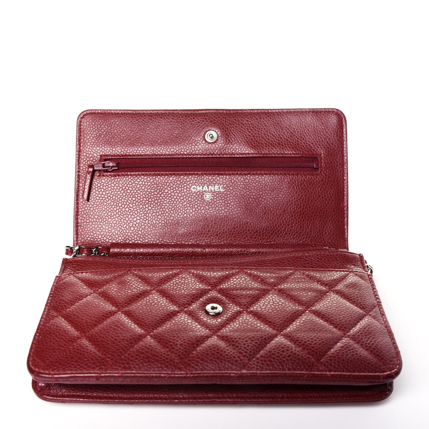 Caviar Quilted Wallet On Chain WOC Dark Red