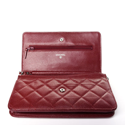 Chanel Caviar Quilted Wallet On Chain WOC Dark Red 11 of 13