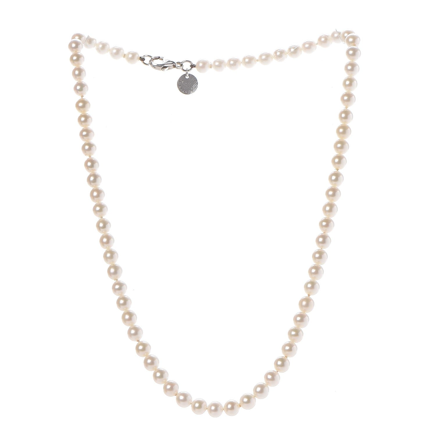 Tiffany Sterling Silver Ziegfeld 6mm Pearl necklace 3 of 7