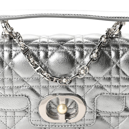 Christian Dior Metallic Lambskin Cannage Mini Jolie Top Handle Bag Silver 8 of 10