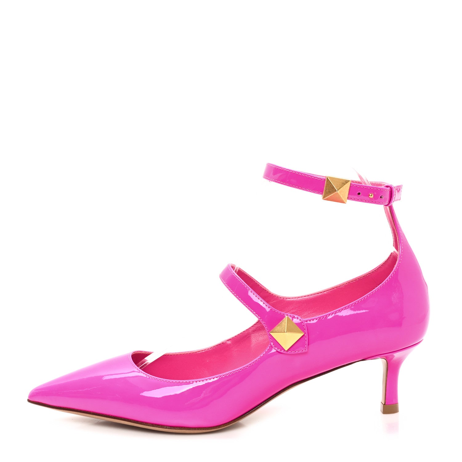 Valentino Garavani Patent Roman Stud Ankle Strap 50mm Pumps 36 Pink PP 1 of 10