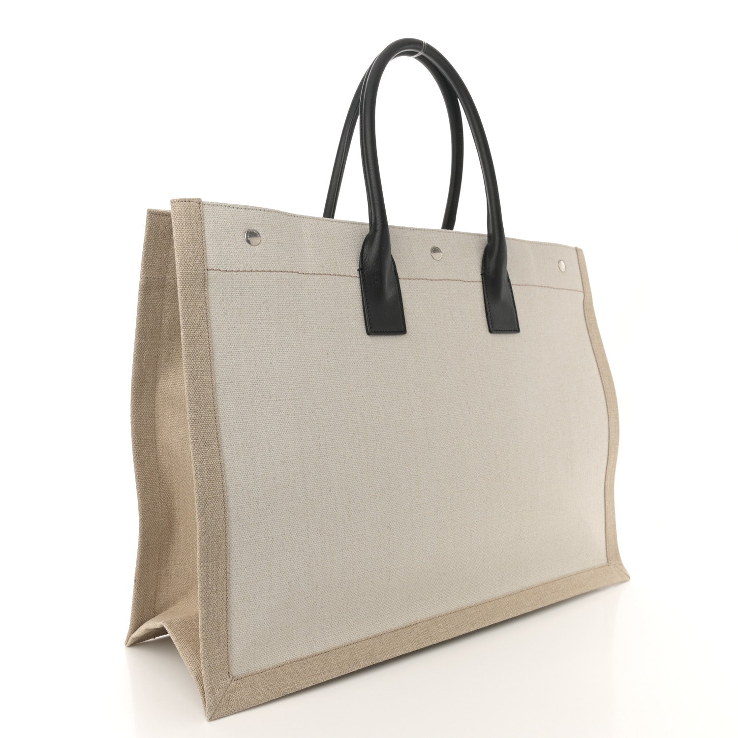 Saint Laurent Linen Calfskin Rive Gauche Tote Optic White 3 of 12