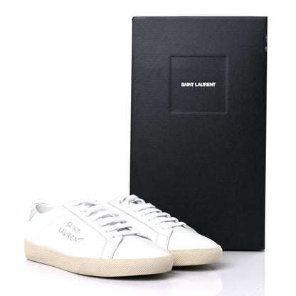 Saint Laurent Calfskin Embroidered Court Classic Sneakers 39 White Silver 12 of 12