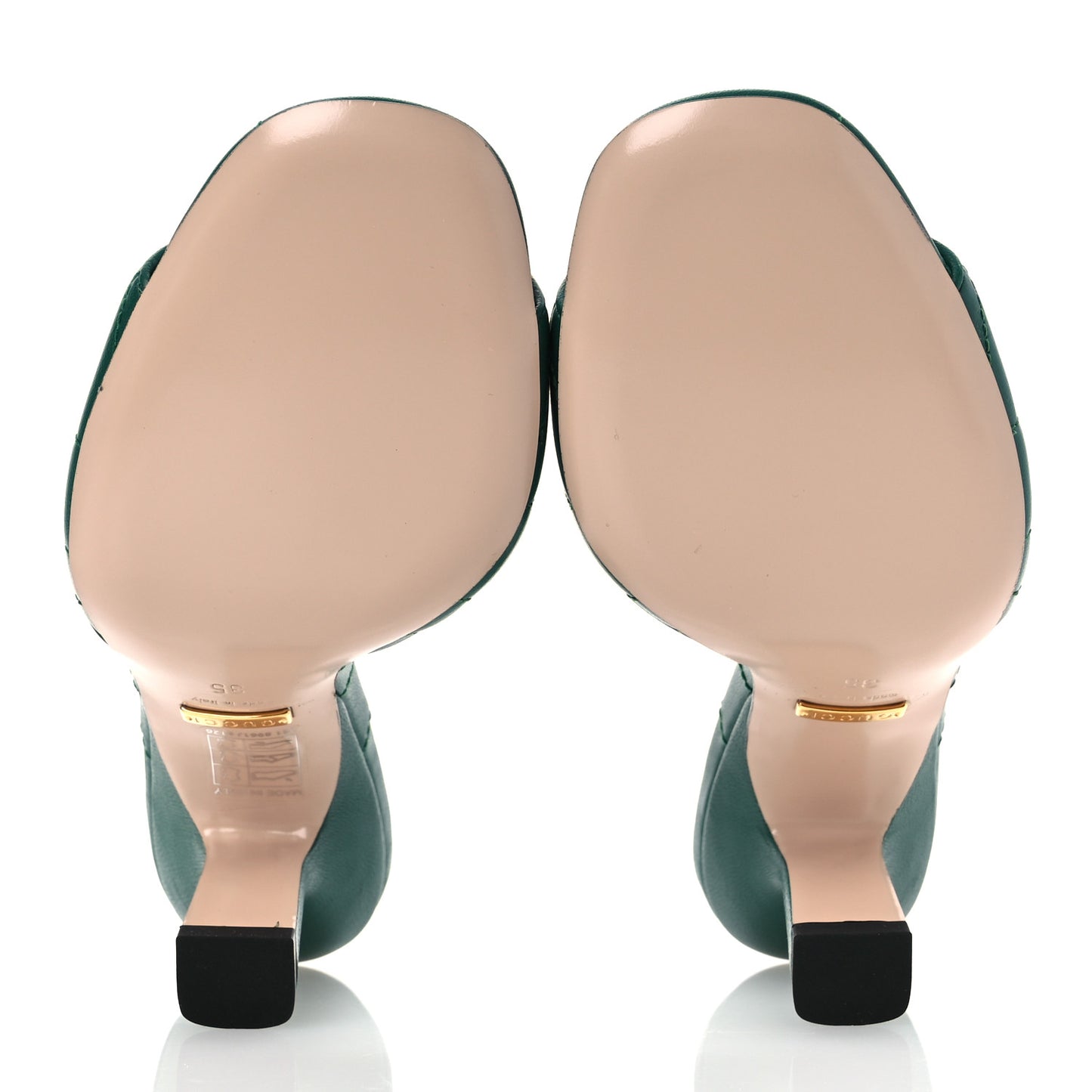 Nappa Matelasse GG Marmont 75mm Slide Sandals 35 Emerald