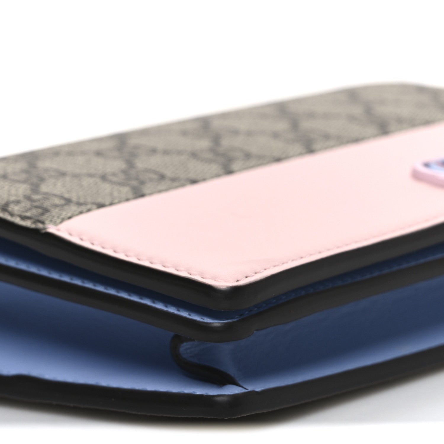 Gucci GG Supreme Monogram Textured Dollar Calfskin Mini GG Marmont Chain Wallet Light Pink Blue Beige 8 of 9