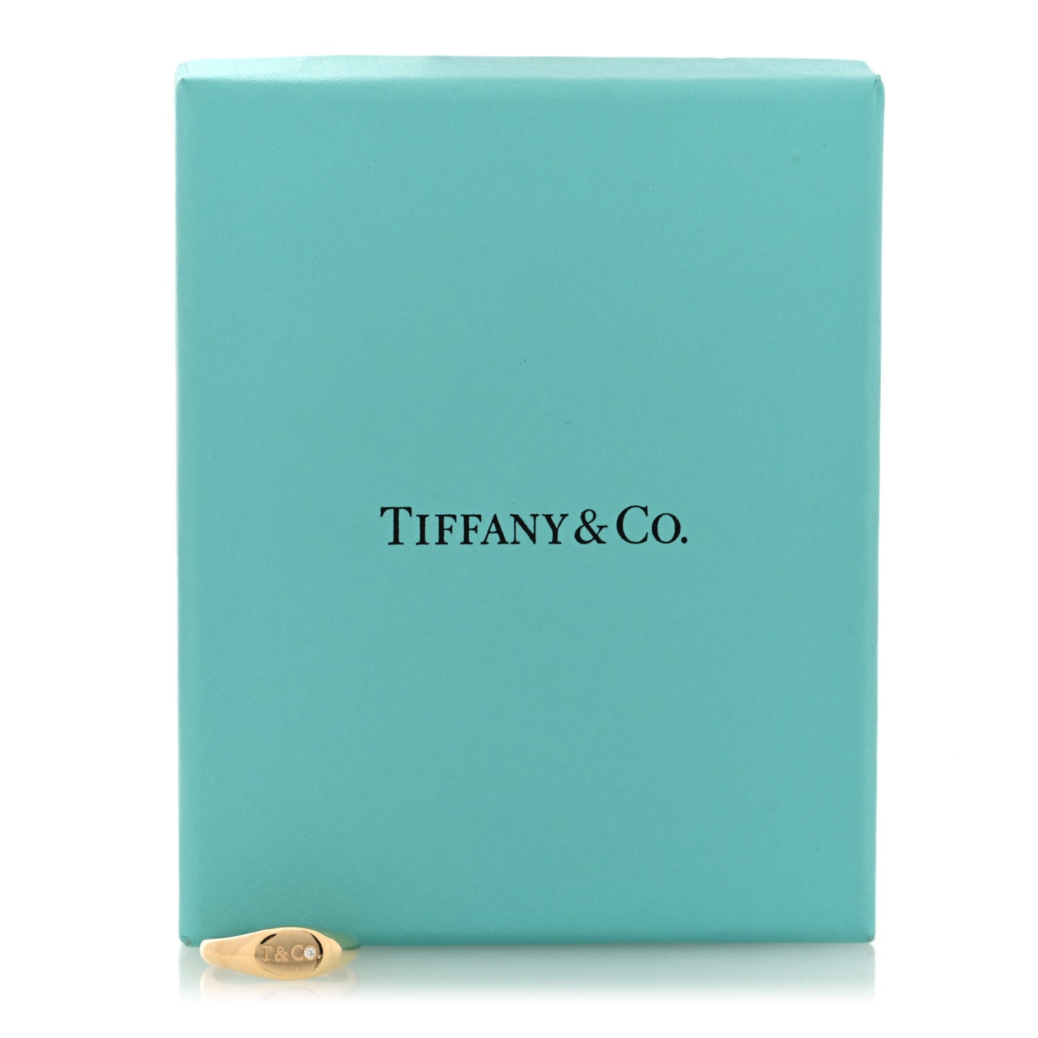 Tiffany 18K Yellow Gold Diamond Micro Oval Signet Ring 42 2.75 5 of 5