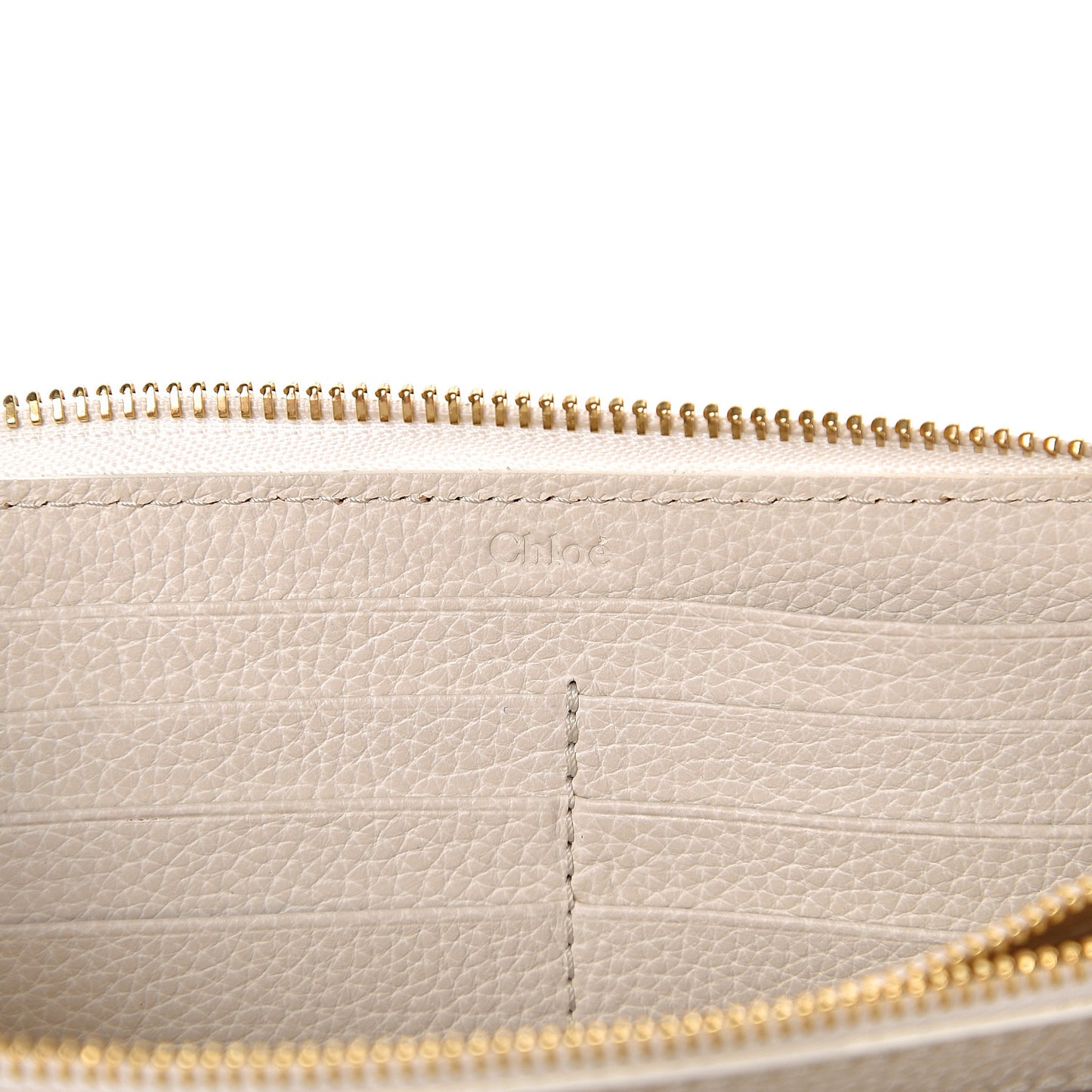 Grained Calfskin Paraty Long Zip Around Wallet Cream