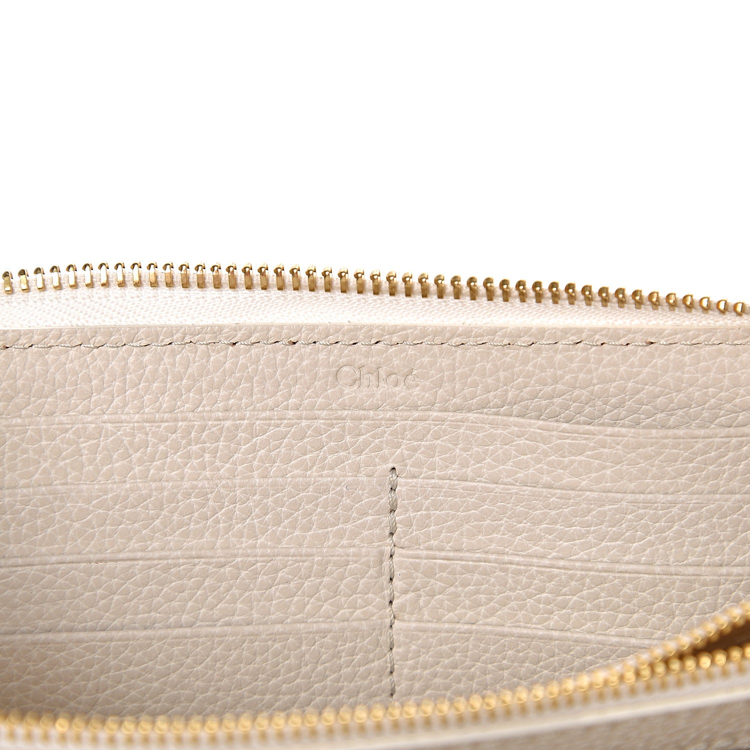Chloe Grained Calfskin Paraty Long Zip Around Wallet Cream 5 of 7