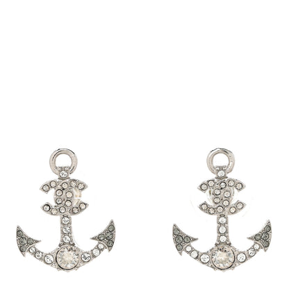 Chanel Crystal CC Anchor Earrings Silver 1 of 5