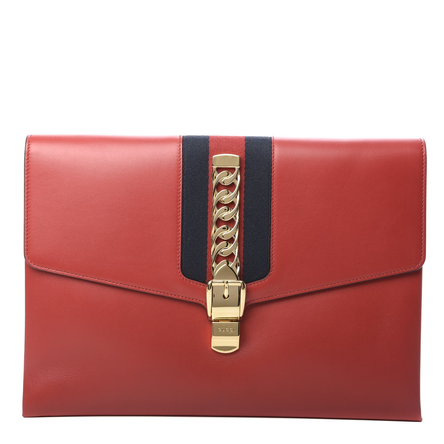 Gucci Calfskin Maxi Sylvie Clutch Red 1 of 9