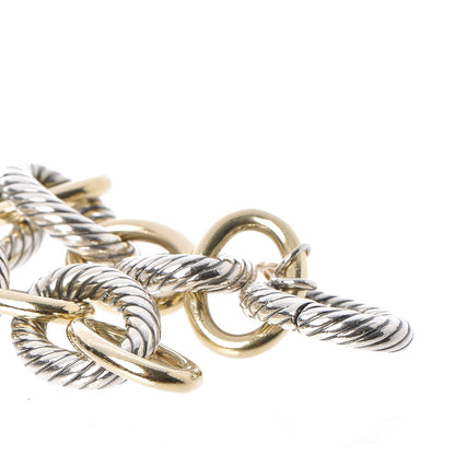 David Yurman Sterling Silver 18K Yellow Gold 17mm Extra Large Oval Link Bracelet 4 of 4