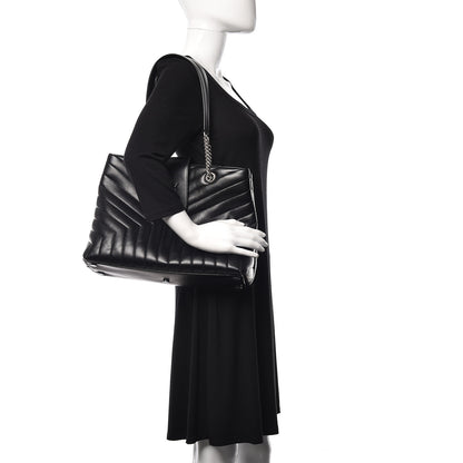 Saint Laurent Calfskin Y Quilted Monogram Large Loulou Shopper Black 1 of 9