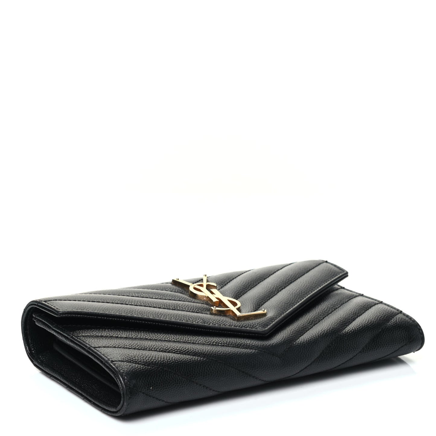 Grain De Poudre Matelasse Chevron Monogram Flap Wallet Black