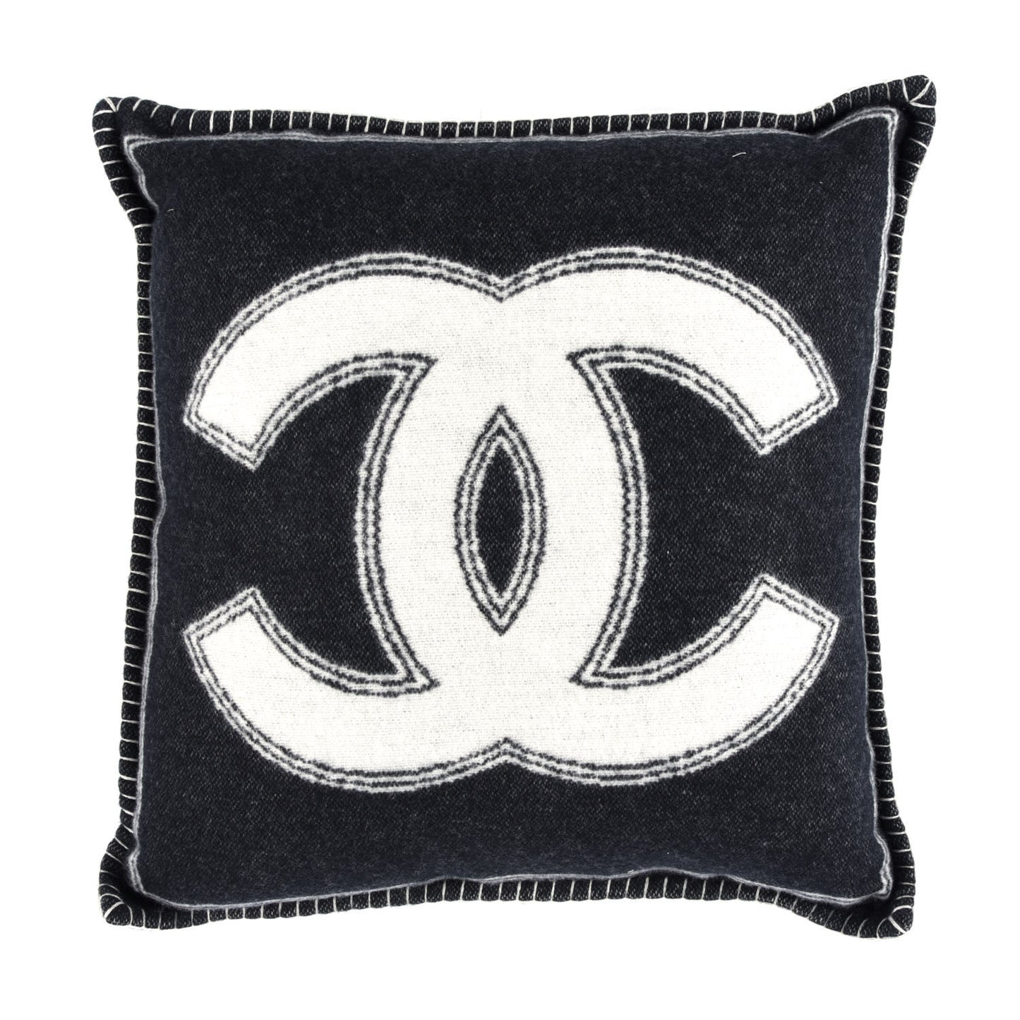 Merino Wool Cashmere CC Pillow Black Beige