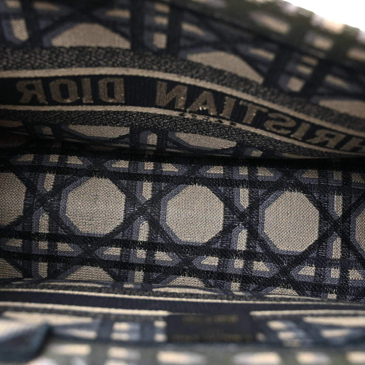 Christian Dior Canvas Macrocannage Embroidered Medium Book Tote Beige Blue 5 of 12