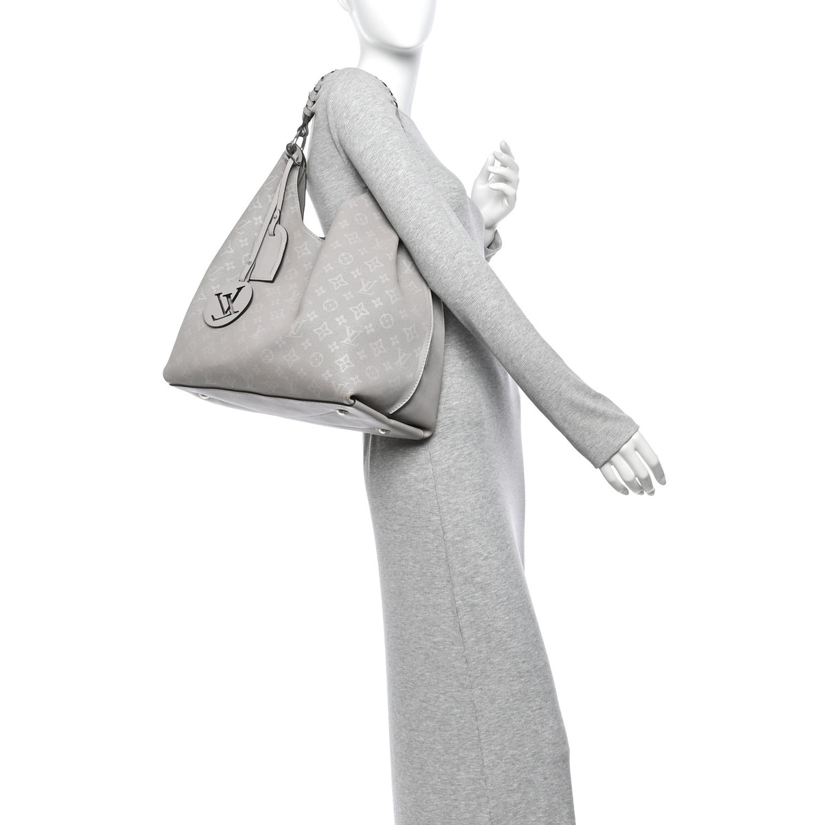 Louis Vuitton Reverse Mahina Carmel Hobo Gris Souris Gray 2 of 9