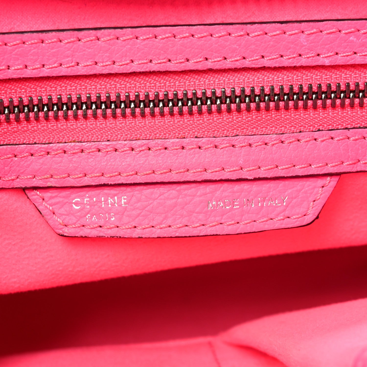 Celine Drummed Calfskin Micro Luggage Fluo Pink 6 of 10