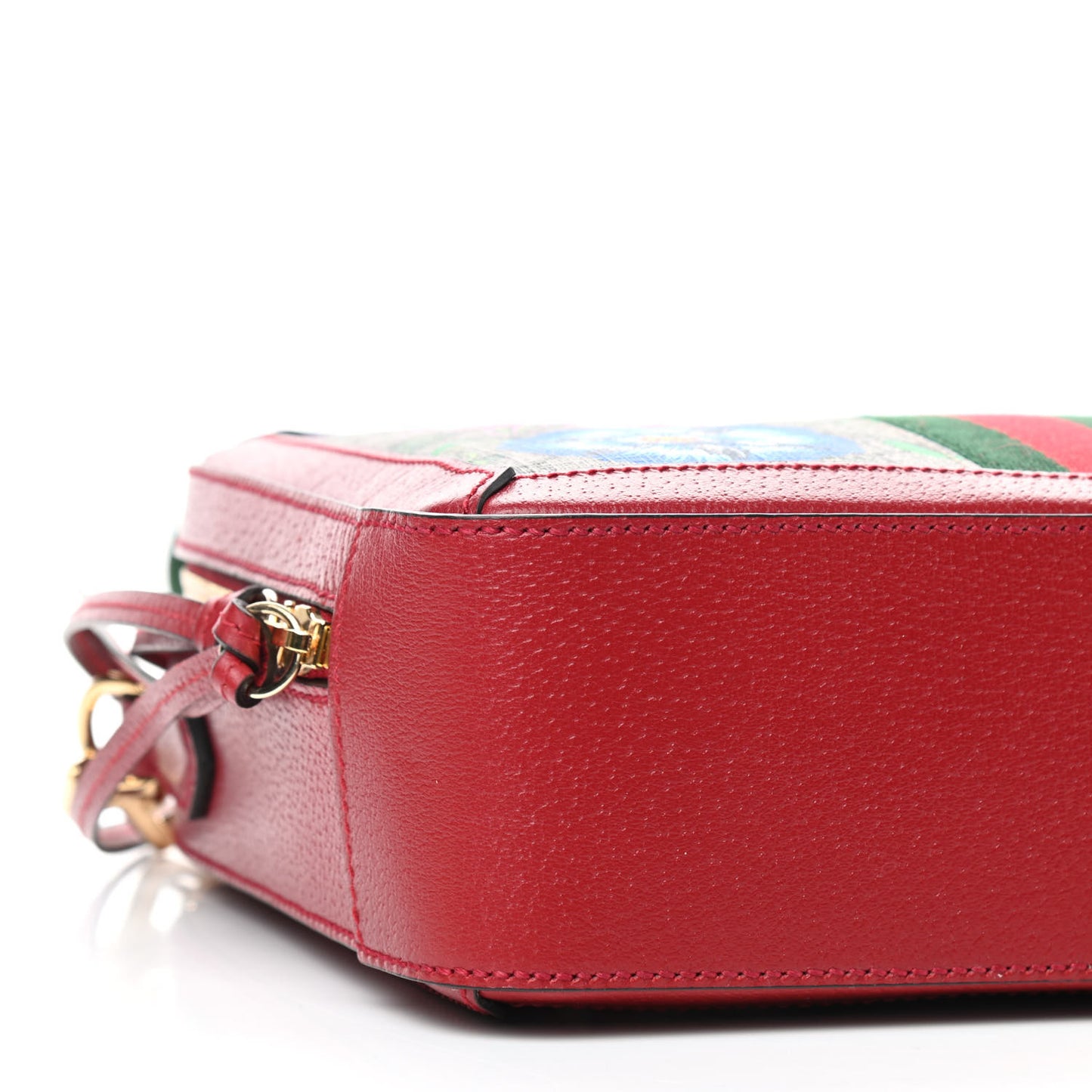 GG Supreme Monogram Flora Web Small Ophidia Top Handle Shoulder Bag Hibiscus Red