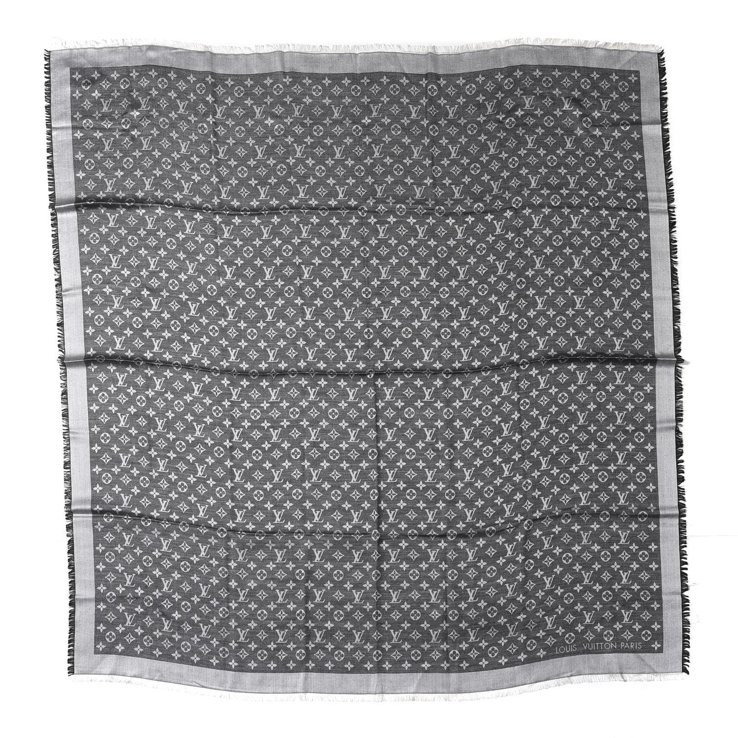 Louis Vuitton Wool Silk Monogram Denim Shawl Black 1 of 3