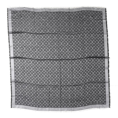 Louis Vuitton Wool Silk Monogram Denim Shawl Black 1 of 3