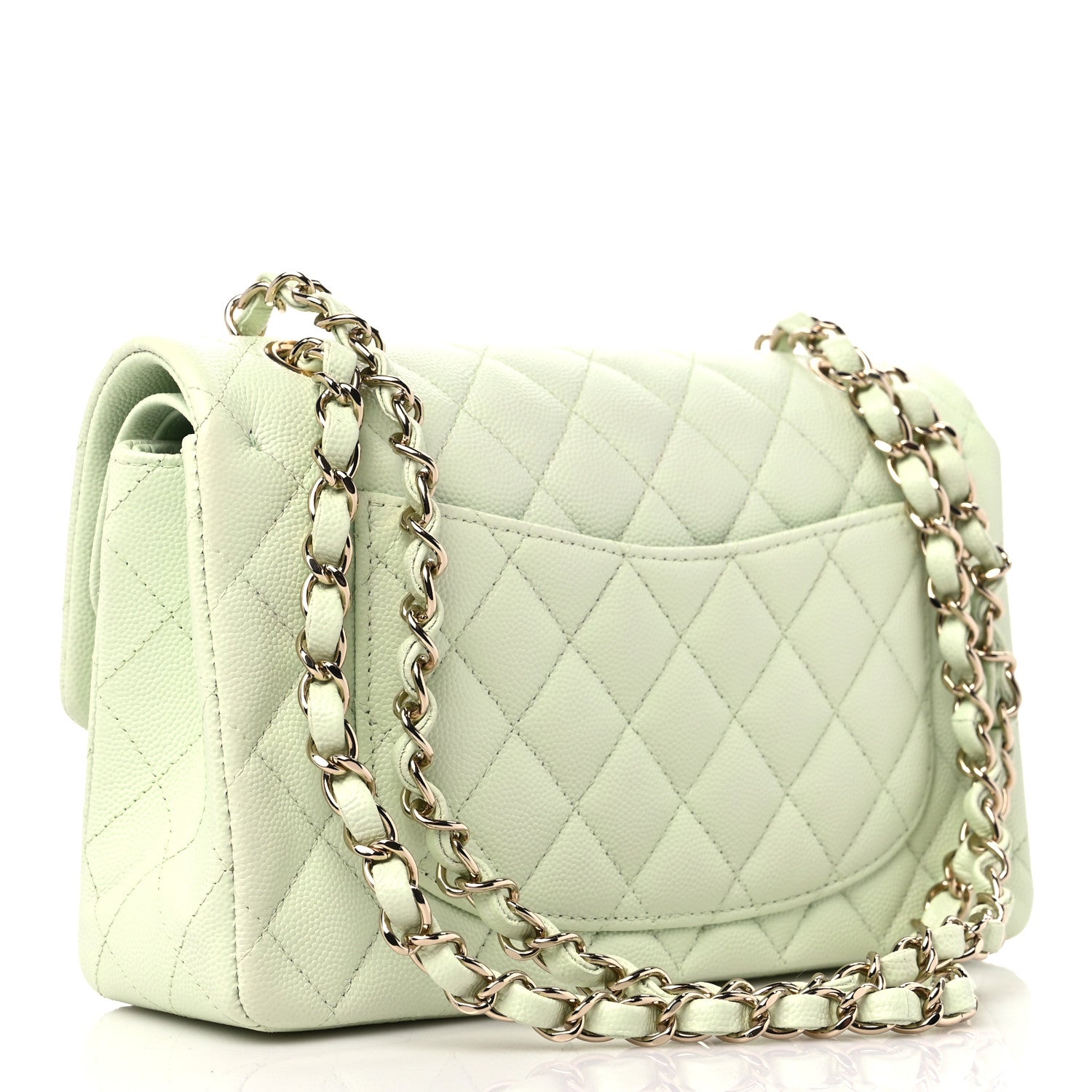 Chanel Caviar Quilted Small Double Flap Light Green 3 of 9