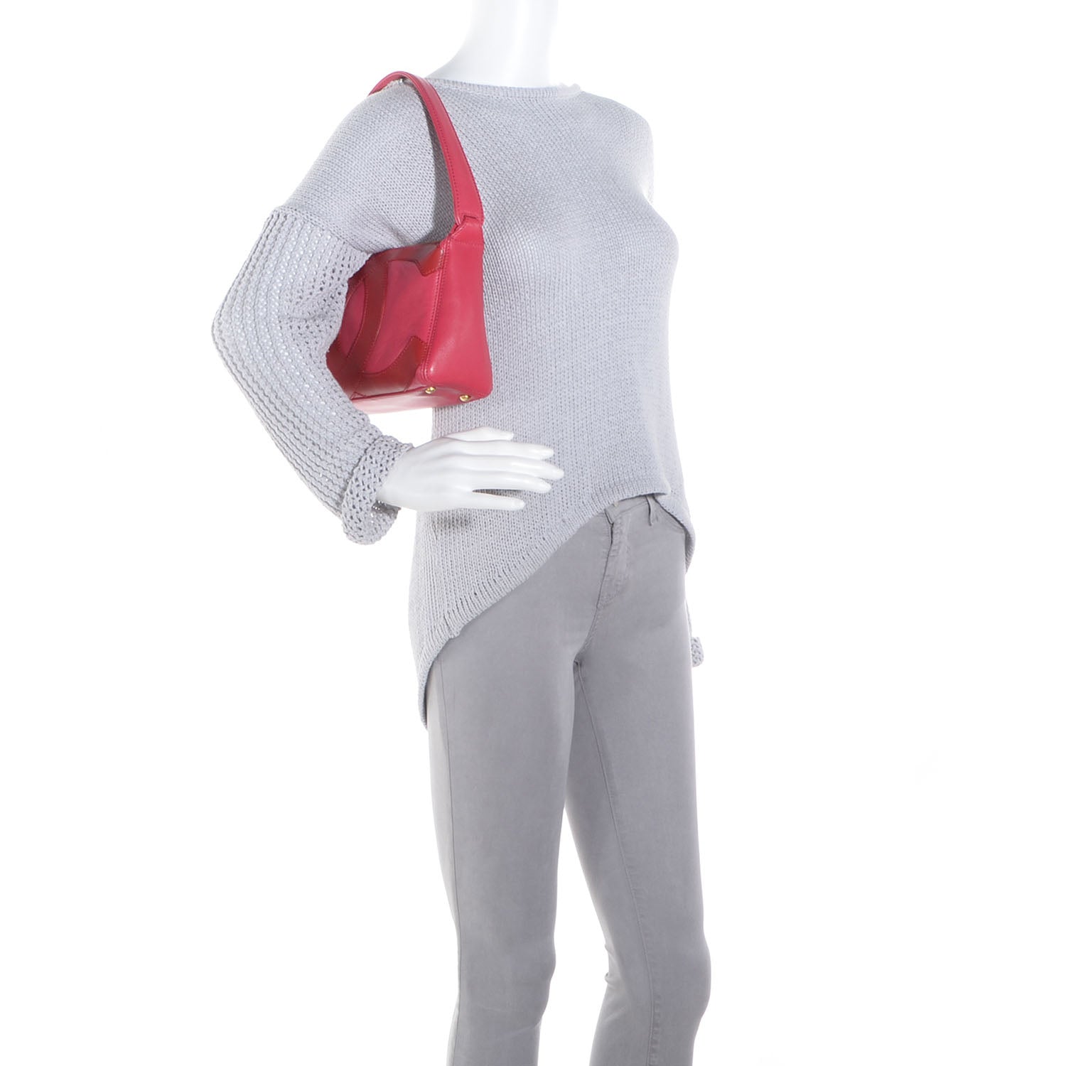 Chanel Lambskin CC Stitched Small Shoulder Bag Red Pink 2 of 7