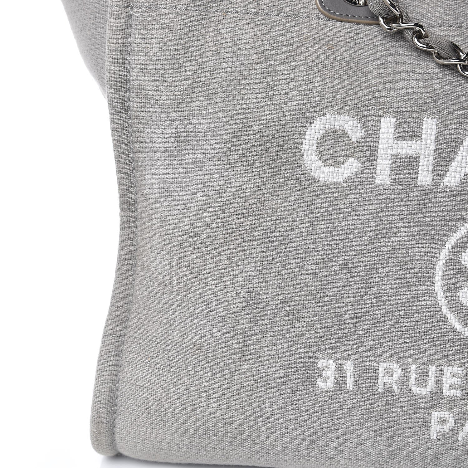 Chanel Canvas Large Deauville Tote Grey 17 of 18