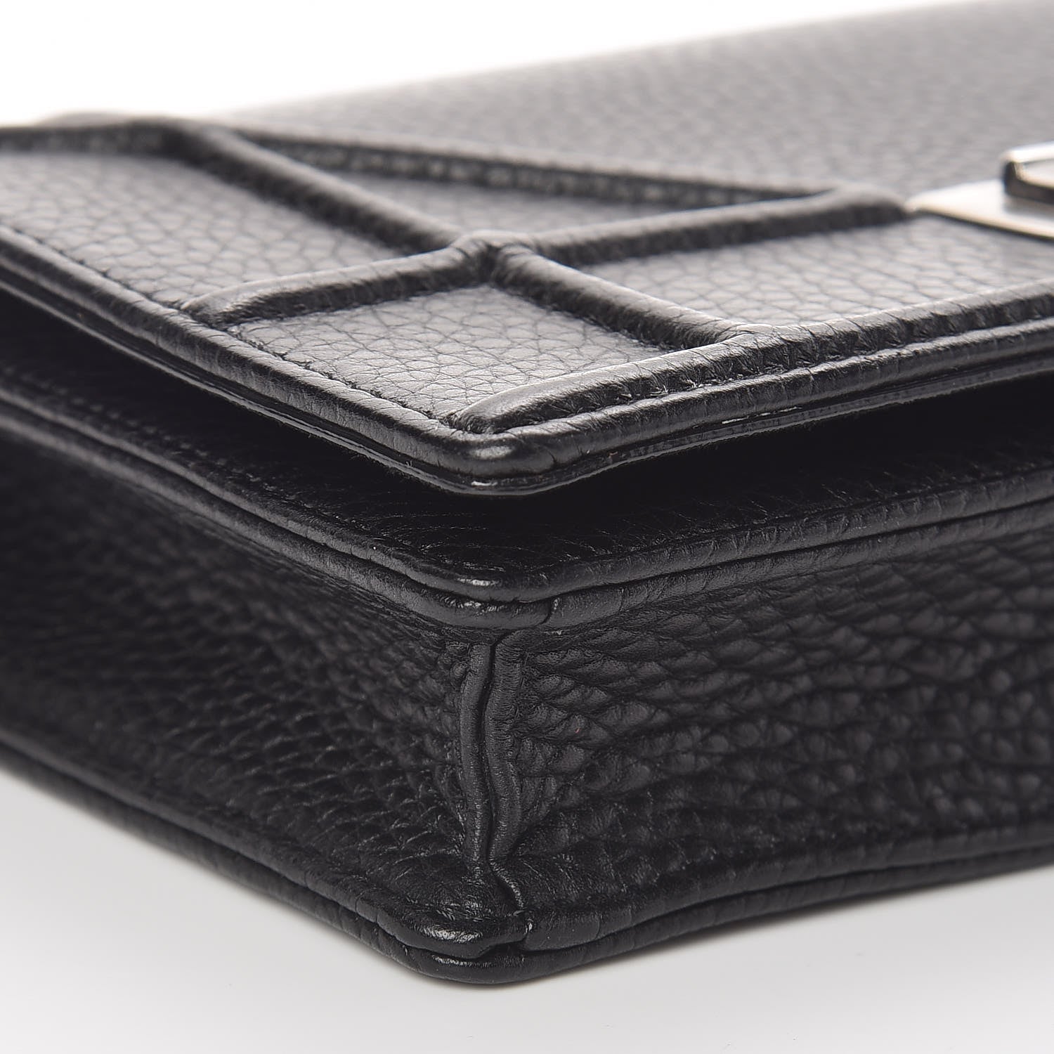 Christian Dior Grained Calfskin Diorama Wallet on Chain Pouch Black 7 of 8
