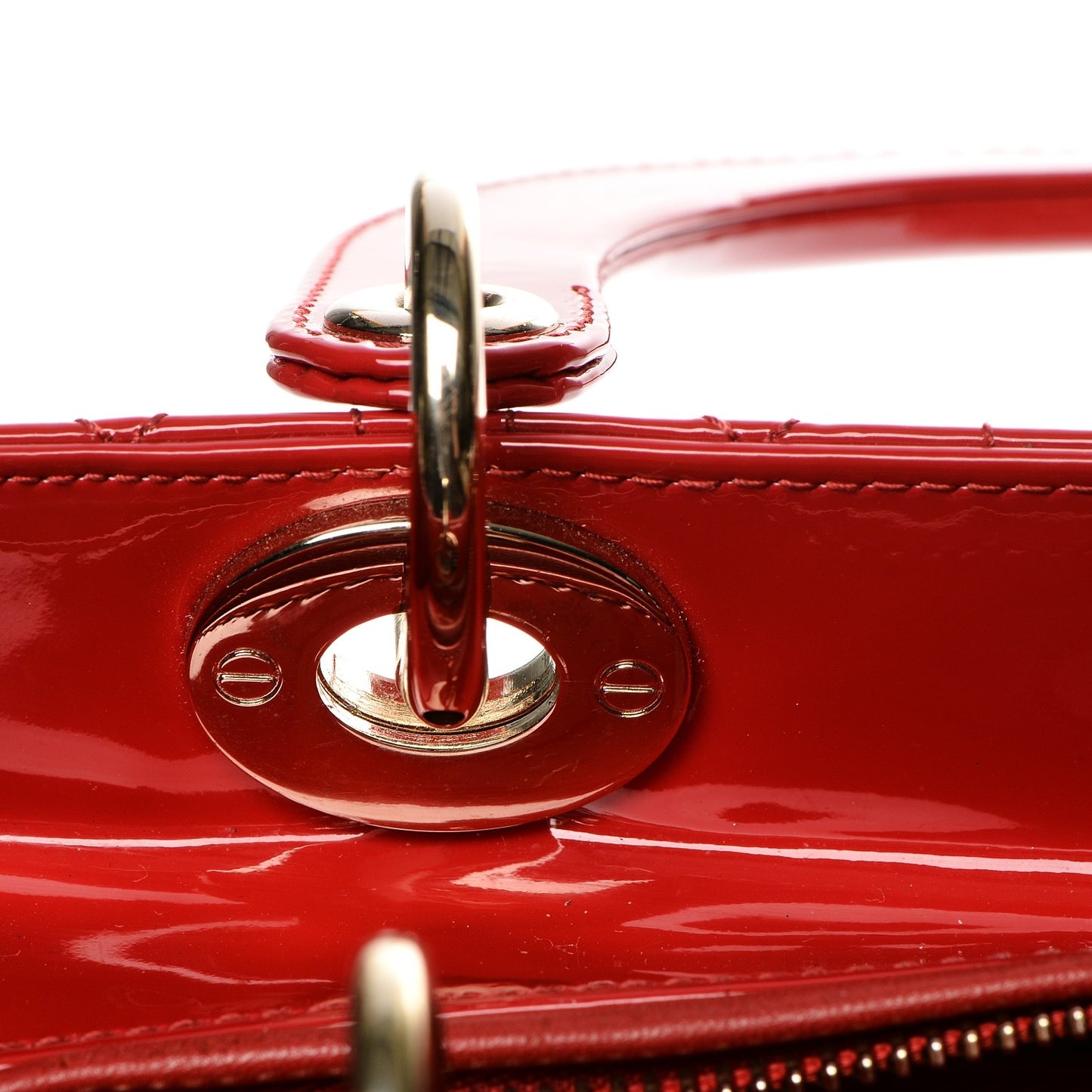 Patent Cannage Medium Lady Dior Red