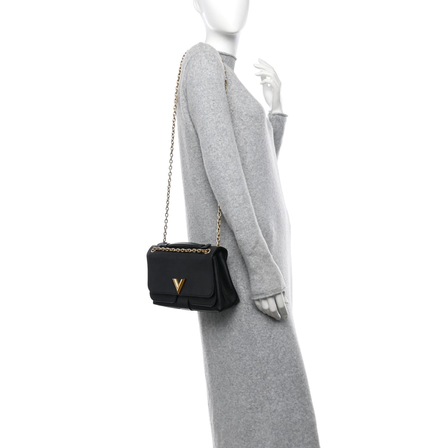 Monogram Cuir Plume Ecume Very Chain Bag Black
