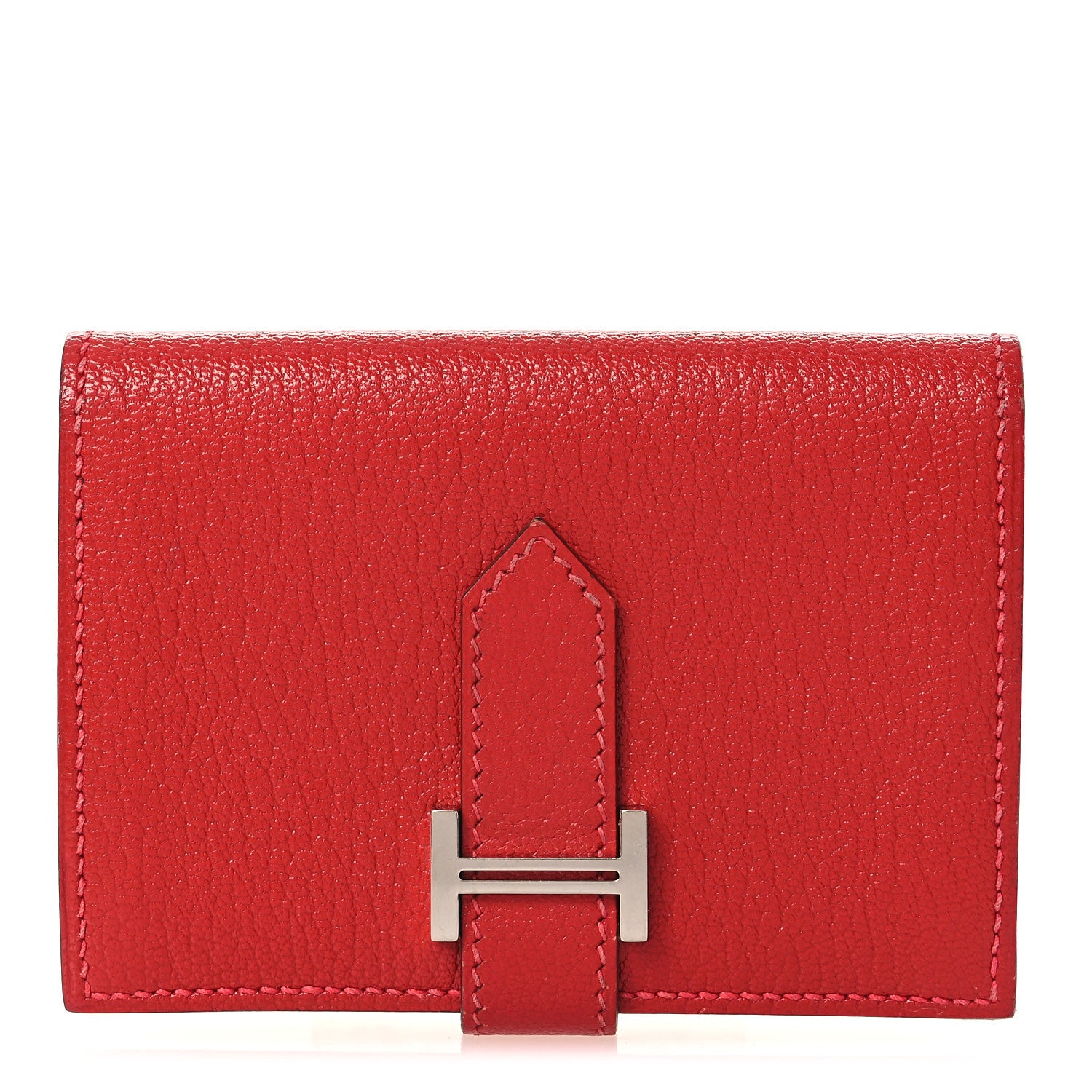 Hermes Chevre Mysore Bearn Card Holder Wallet Rouge Casaque 1 of 9
