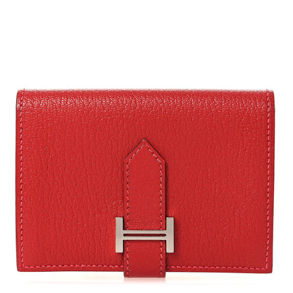 Hermes Chevre Mysore Bearn Card Holder Wallet Rouge Casaque 1 of 9