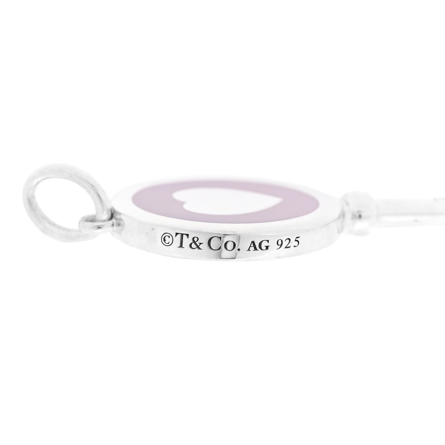 Sterling Silver Enamel Keys Heart Key Pendant Lavender