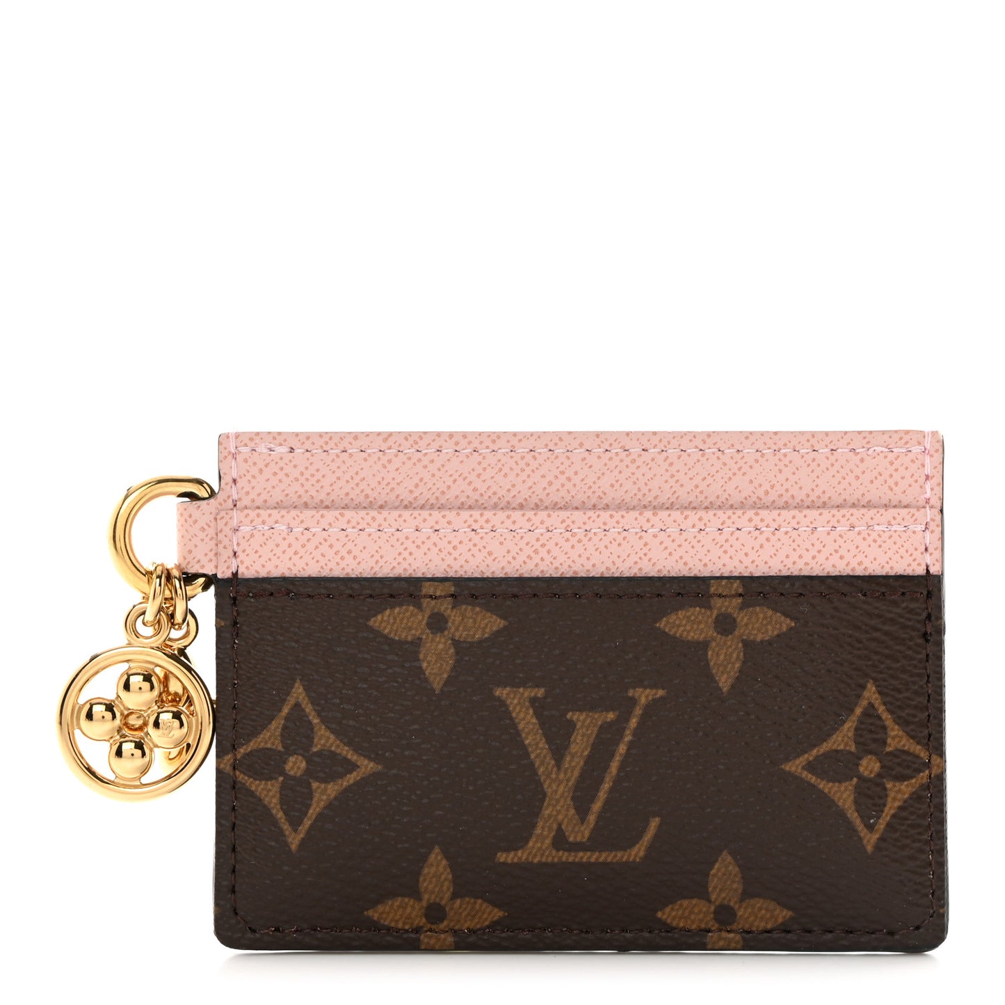 Monogram LV Charms Card Holder Rose Ballerine