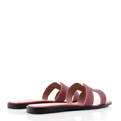 Hermes Suede Goatskin Crystal Powder Oran Sandals 38.5 Bois De Rose 4 of 10