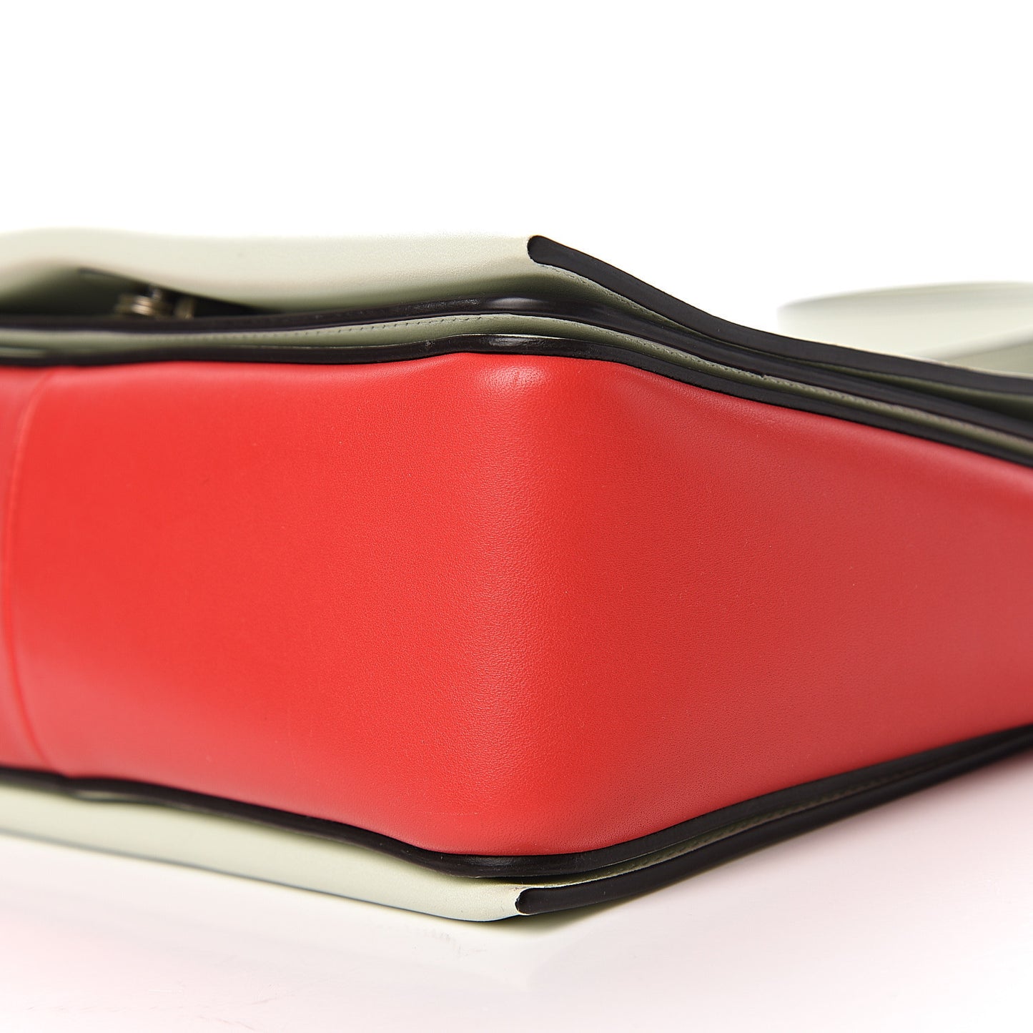 Shiny Smooth Calfskin Medium Frame Shoulder Bag Pastel Green Pop Red