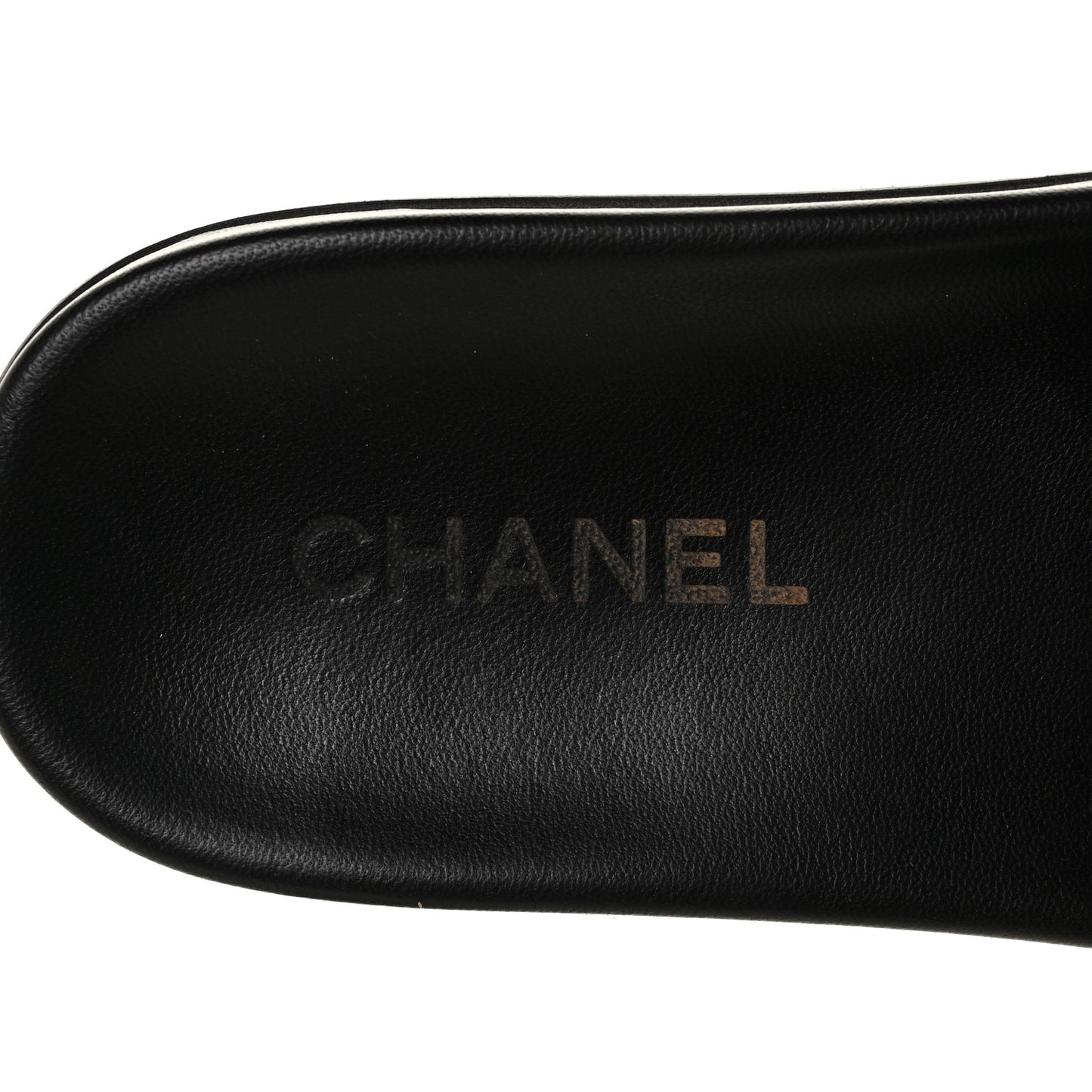 Calfskin Chain Camellia Flat Sandals 39 Black