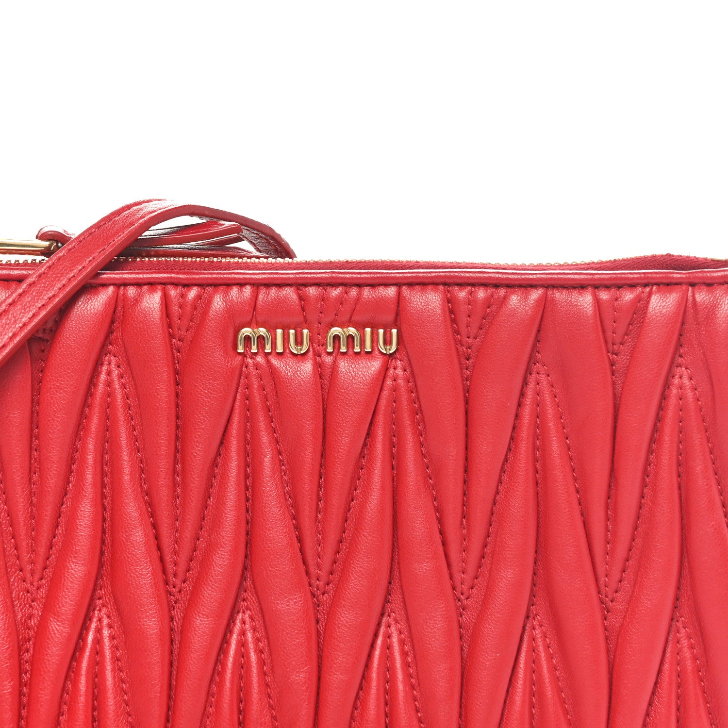 Miu Miu Nappa Matelasse Double Zip Crossbody Red 7 of 9