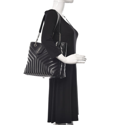 Saint Laurent Calfskin Y Quilted Monogram Large Loulou Shopper Black 2 of 9