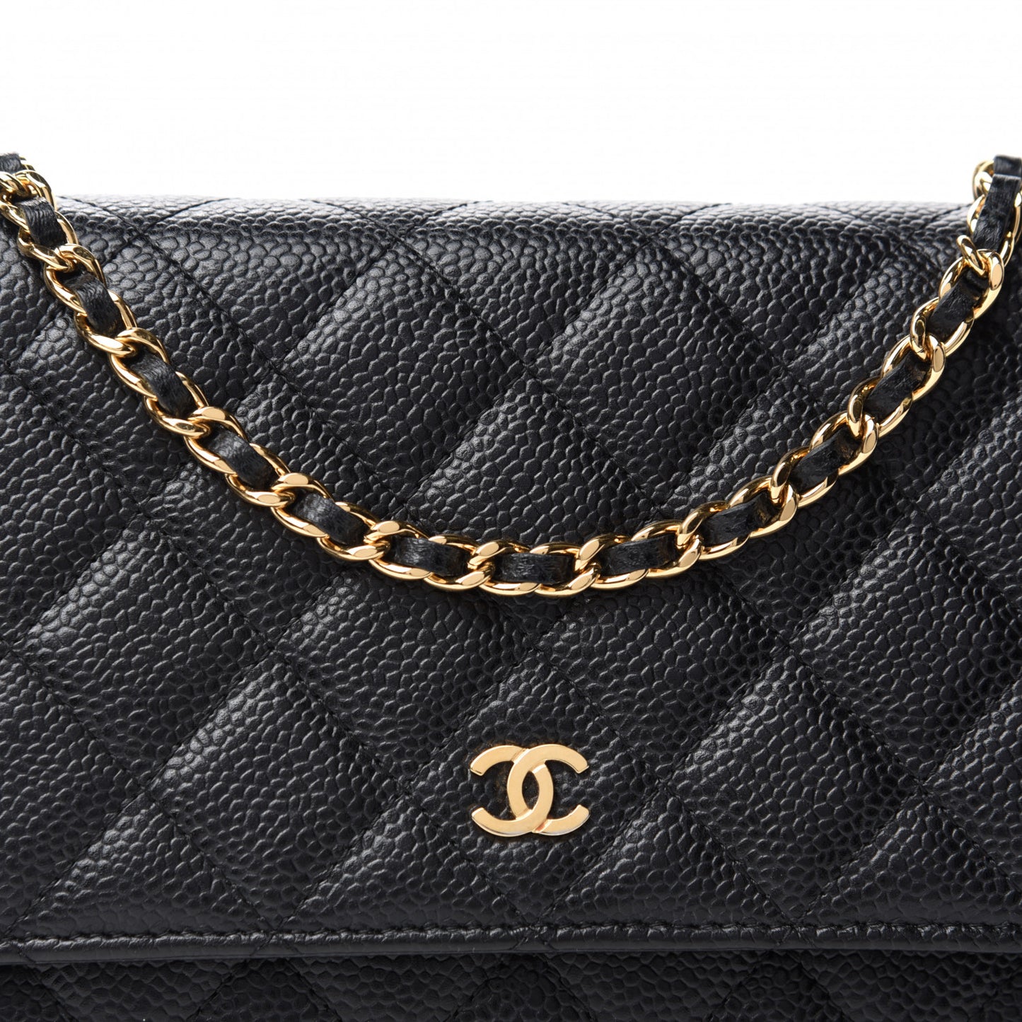 Caviar Quilted Wallet On Chain WOC Black