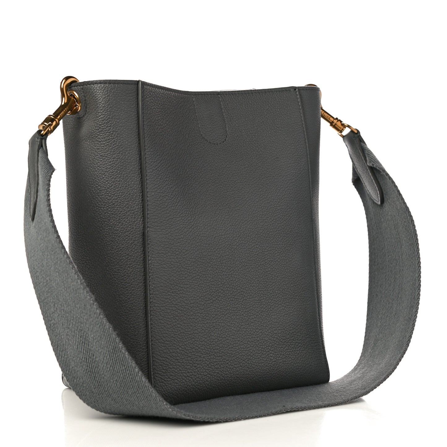 Soft Grained Calfskin Small Sangle Bucket Bag Grey