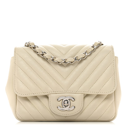 Chanel Lambskin Chevron Quilted Mini Square Flap White 1 of 10