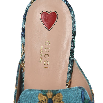 Gucci Iridescent Brocade Womens Princetown Slippers 38.5 Azure Multicolor Oro 7 of 8