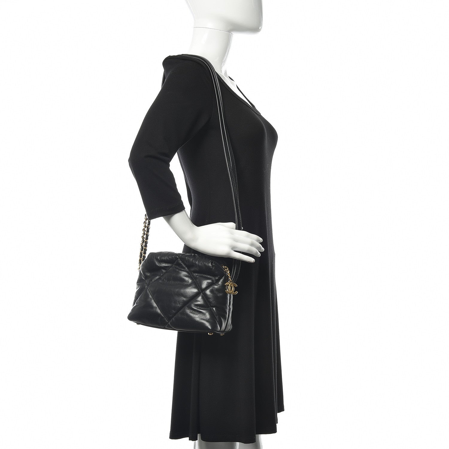 Chanel Lambskin Quilted Small Bowling Bag Black 2 of 9