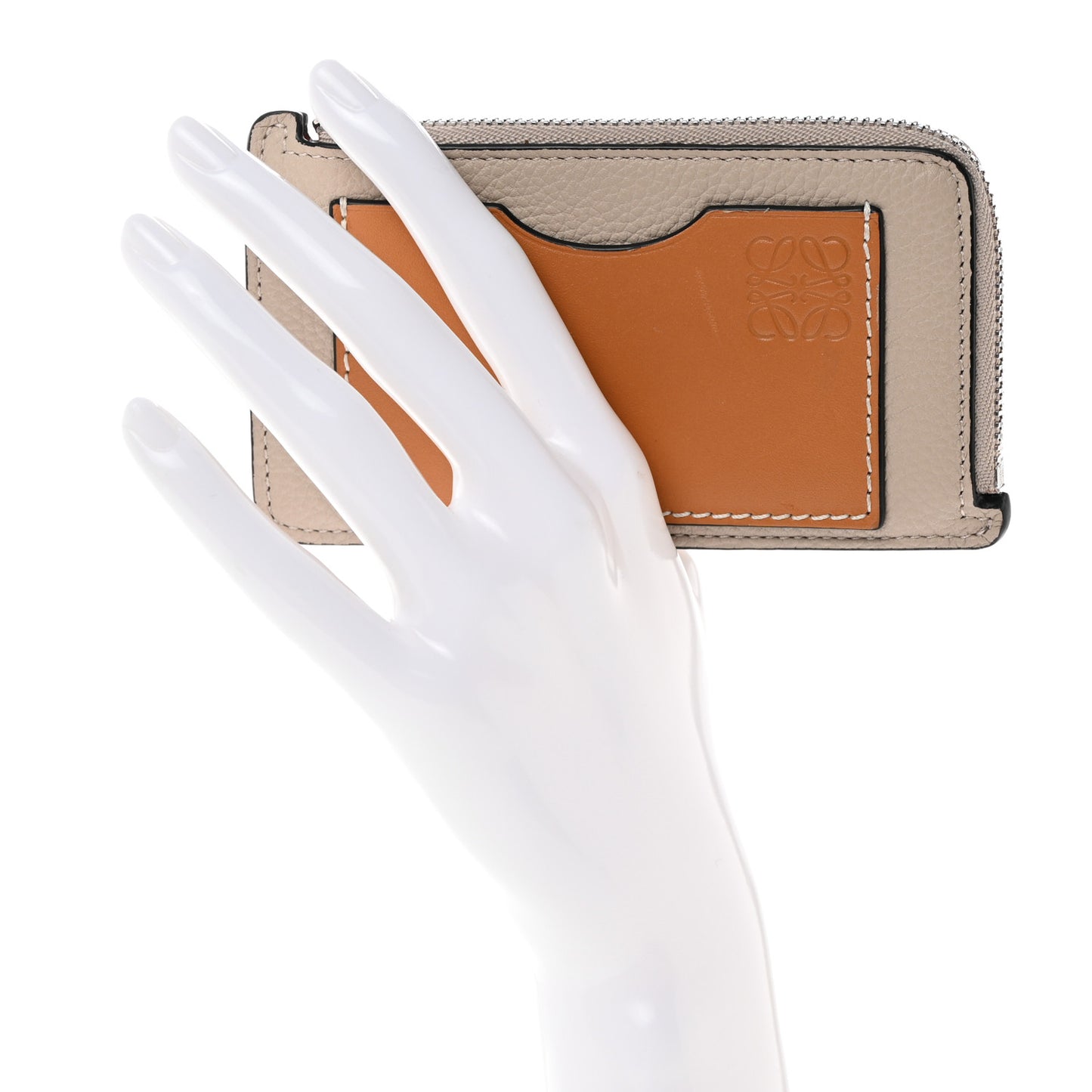 Soft Grained Calfskin Coin Card Holder Light Oat Honey